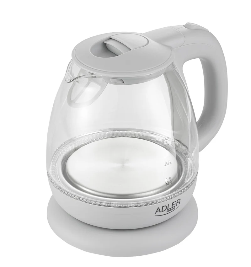 Adler AD 1283G Glas Wasserkocher 1 L 1100 Watt grau