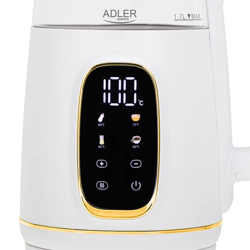 Adler AD 1305wg Wasserkocher 1,7L mit Temperatureinstellung weiß/gold