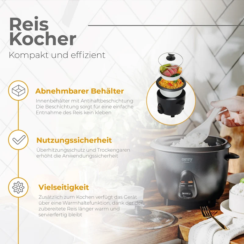 Camry CR 6419 Reiskocher schwarz, 1L, 400W