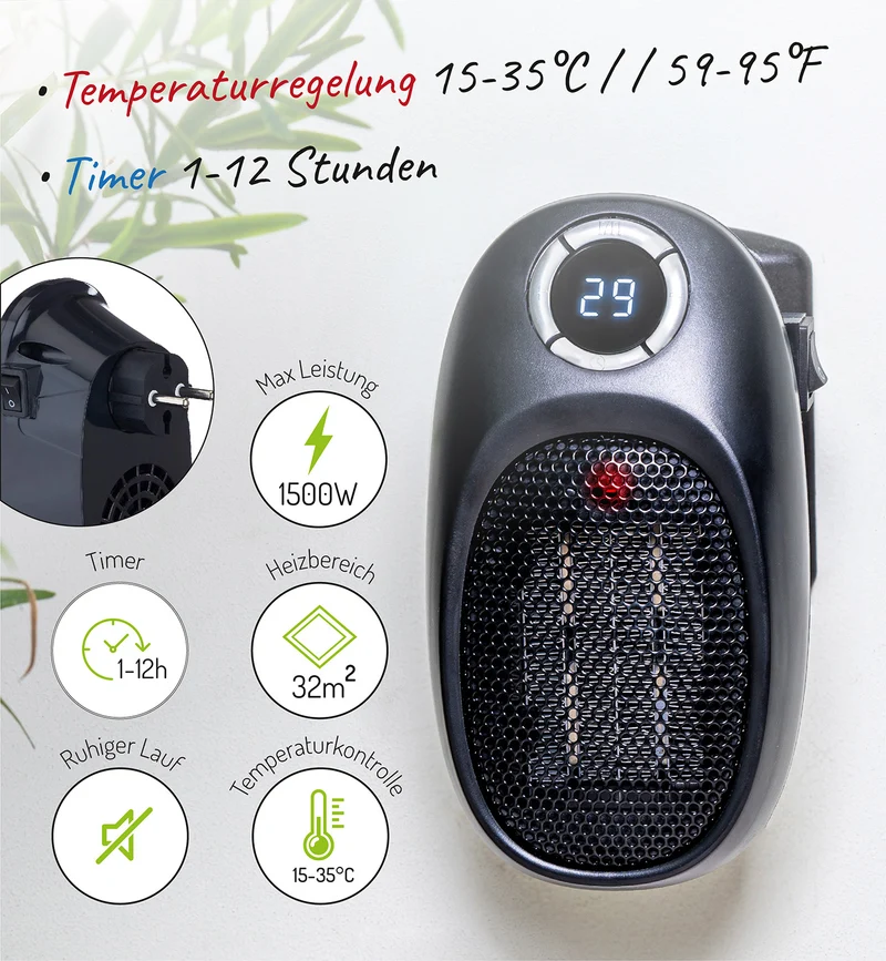 Adler AD 7726 Thermofan Heizstrahler, 15-35°C, 1500W