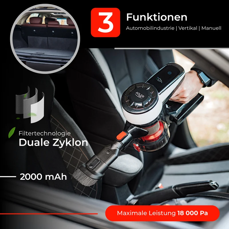 Adler AD 7048 Akku Staubsauger beutellos mit bürstenloser Motortechnologie