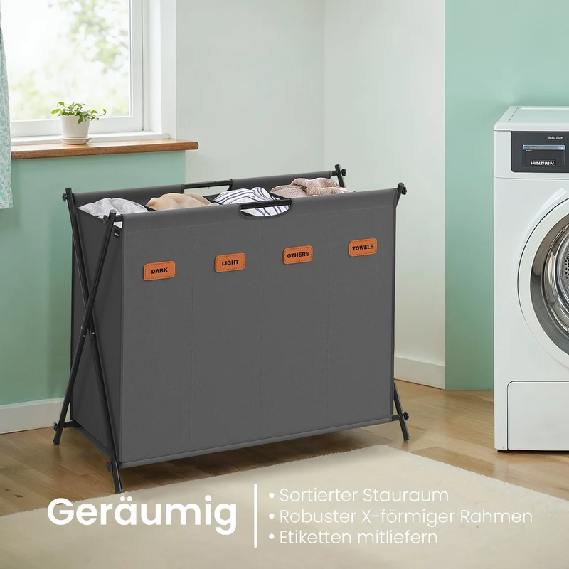 Wäschekorb 115 Liter mit 2 Fächern tintenschwarz