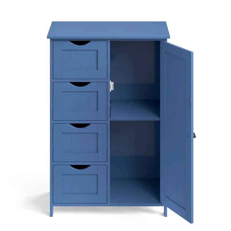Badezimmerschrank mit 4 Schubladen und 1 Schrank mit verstellbarer Ablage
