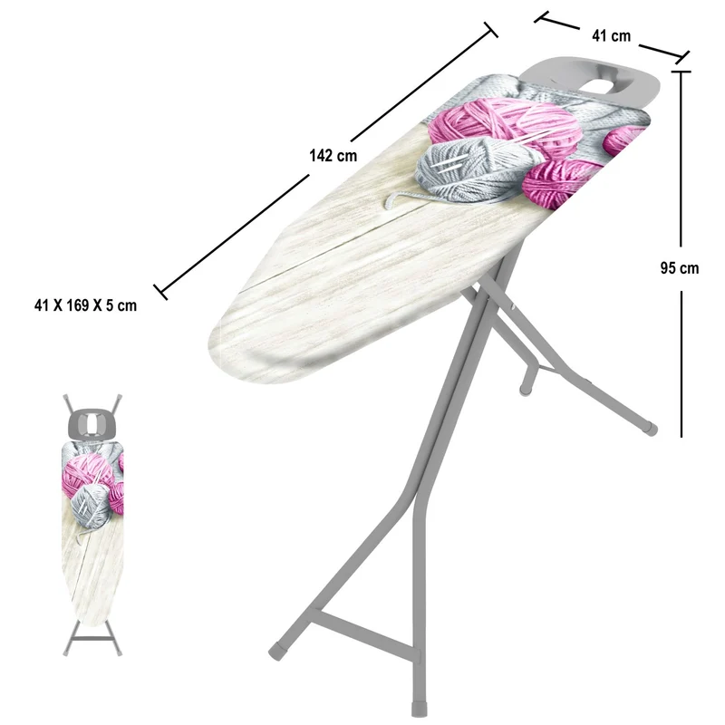 Colombo PROFI – Höhenverstellbares Bügelbrett, 120 × 40 cm, 6 Positionen bis 95 cm, Bio-Baumwollbezug, Made in Italy