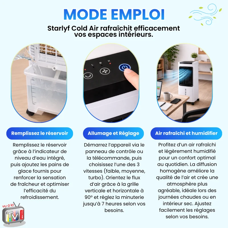 Refroidisseur d'air portable 3 en 1