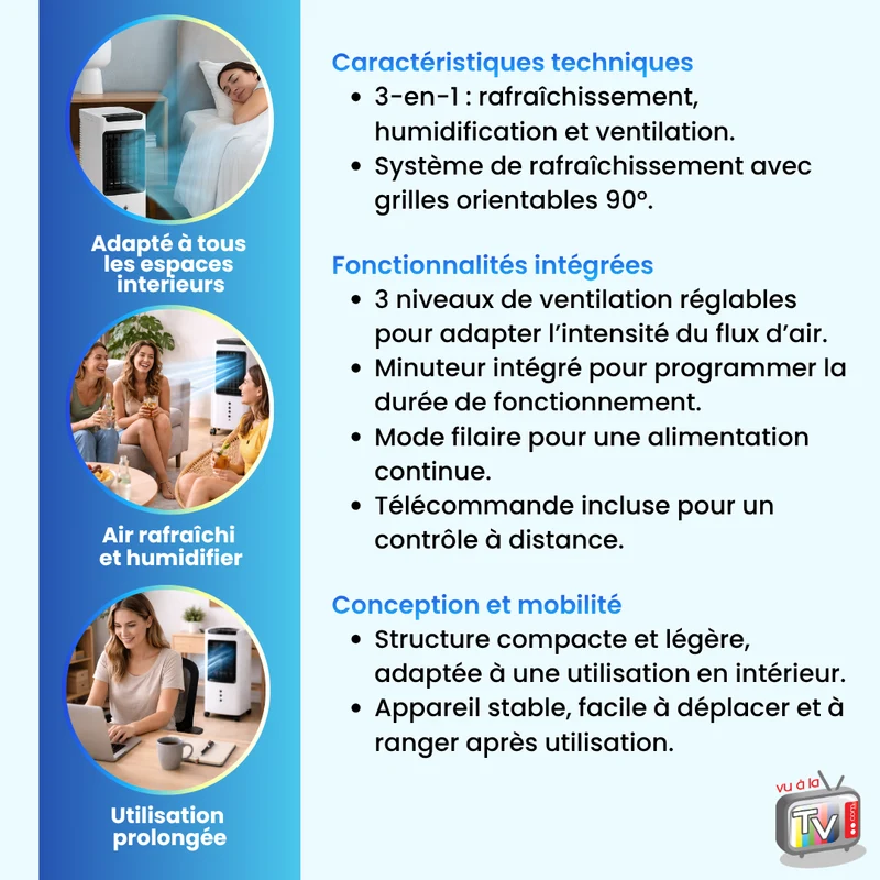 Refroidisseur d'air portable 3 en 1