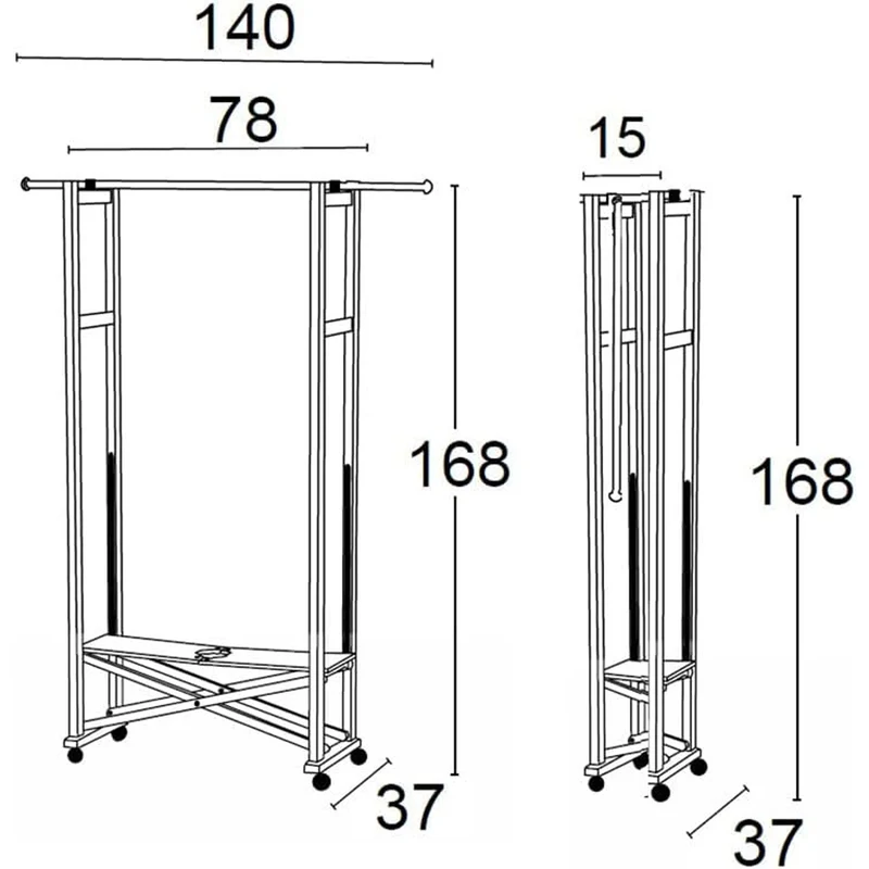 Garderobe, Kleiderständer Holz, Kleiderständer schwarz, Garderobenständer Holz, Kleiderständer Holz Klappbar, ausziehbar, aus massiver Buche