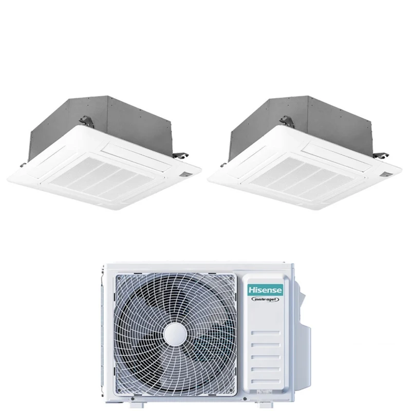 Condizionatore Dual Split a Cassetta Hisense 12+12 con 3AMW62U4RJC R-32 Wi-Fi Optional con Telecomando