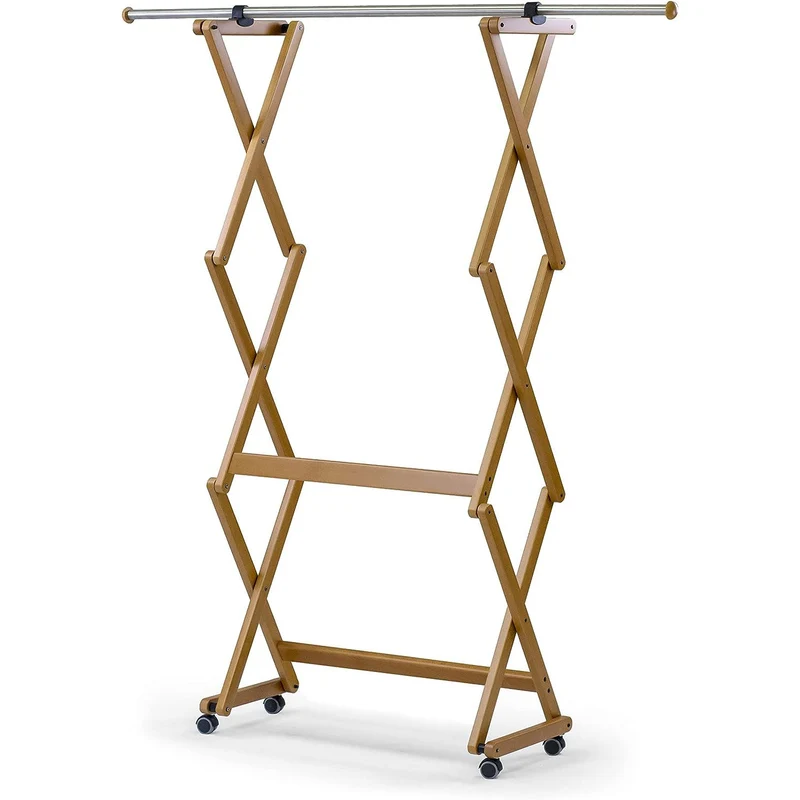 ARIT FELIX - Kleiderständer Holz, Garderobenständer Holz, Schließbar, Kleiderständer Ausziehbar, Farbe Kirsch, Finish