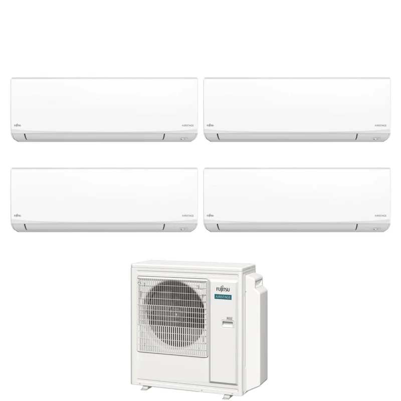 Climatiseur quadri-split Fujitsu KJ White 7+7+7+9 avec AOEG30KBTA4 R-32 Wi-Fi intégré
