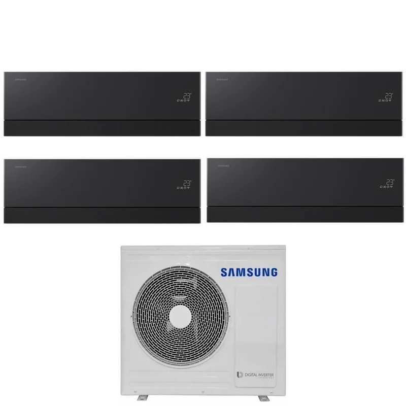 Climatiseur quadri-split Samsung WindFree Première Black 7+9+12+12 avec AJ080TXJ4KG R-32 Wi-Fi intégré