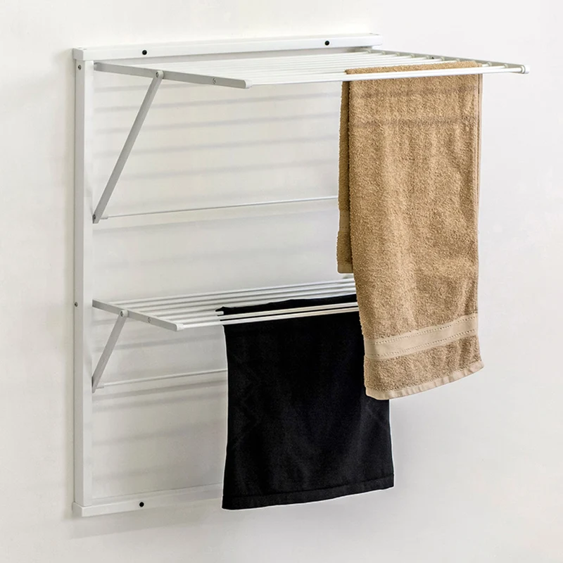 ARIT KEVIN – Wandwäscheständer, Wandwäschetrockner, Trockengestell für die Wand, 11 Meter Wäscheleine, inkl. 4 Dübel, Farbe Weiß lackiert