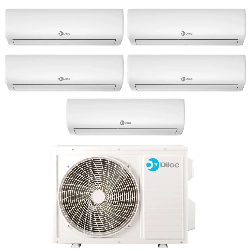Climatiseur penta-split Diloc Ionio 9+9+12+12+12 avec D.FREEDOM500 R-32 Wi-Fi intégré
