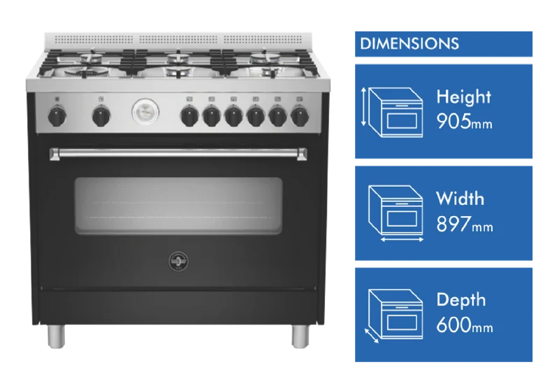 La Germania Americana 90cm Gas Upright Cooker - Black