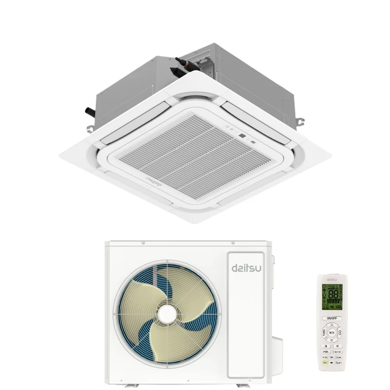 Climatiseur cassette triphasé Daitsu 60 000 BTU AUD60TKDBS avec Wi-Fi, télécommande et grille en option.