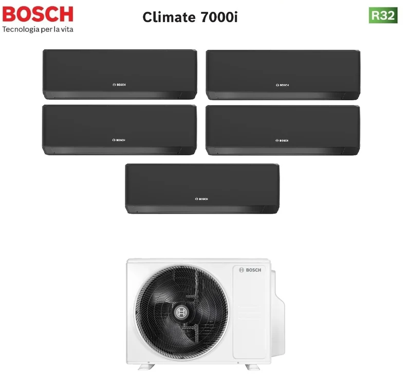 Climatiseur penta-split Bosch CLIMATE 7000i Black 7+9+9+9+9 avec 5000M 125/5 E R-32 Wi-Fi intégré