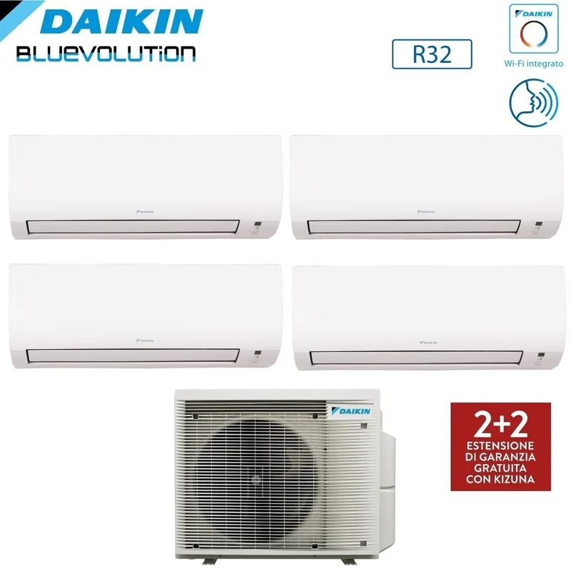 Climatiseur Daikin Quadri Split COMFORA 9+9+12+12 avec 4MXM80A R-32 et Wi-Fi intégré