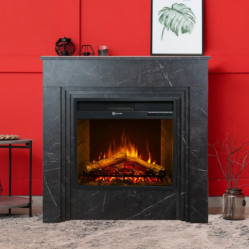 Cheminée électrique sur pied Divine Fire BELLINI effet marbre noir