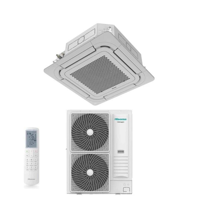 Climatiseur cassette triphasé Hisense AUC140UR4RKC8 de 48 000 BTU avec Wi-Fi et télécommande en option