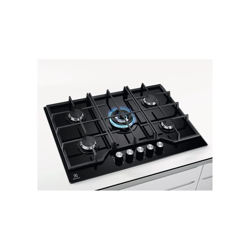 Plaque de cuisson à gaz Electrolux série 600 StepPower KGG75362K à 5 brûleurs (L74 x P51) noire