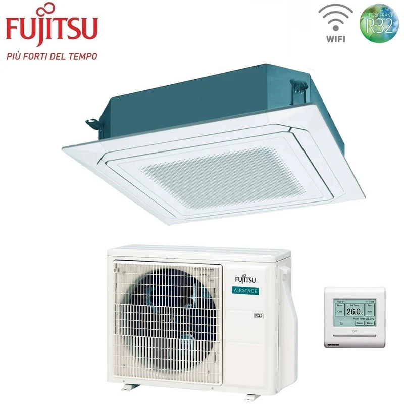 Condizionatore a Cassetta Fujitsu KR Eco Circular Flow White 18000 Btu AUXG18KRLB R-32 Wi-Fi Optional con Griglia e Filocomando