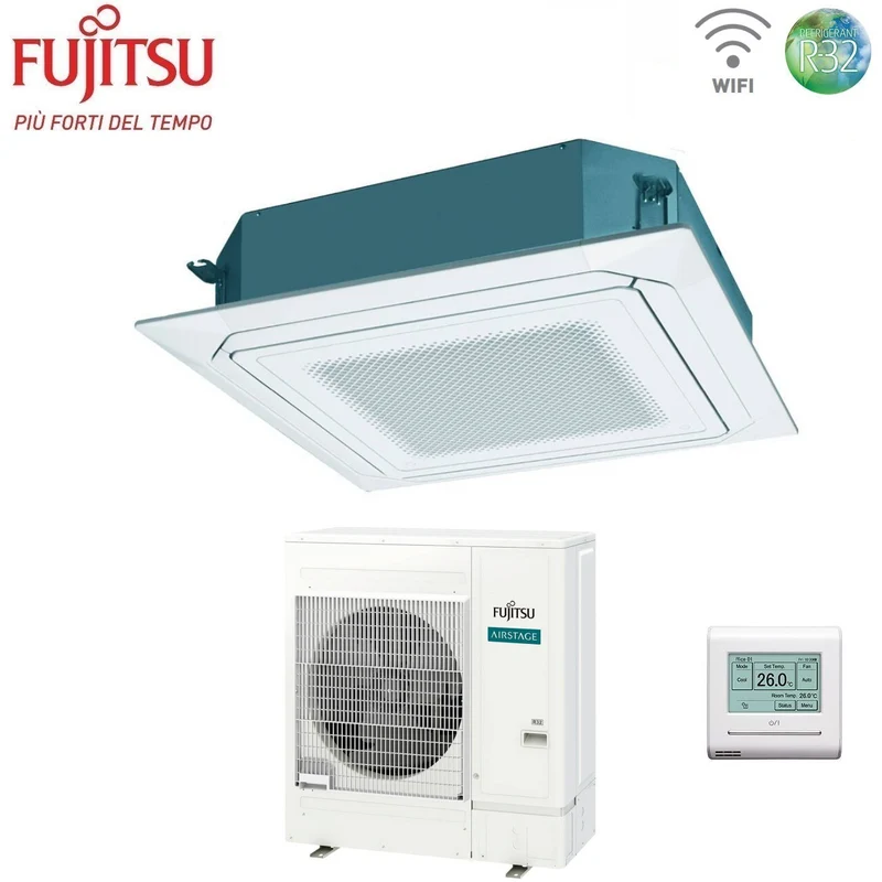 Condizionatore a Cassetta Fujitsu KR Eco Circular Flow White 54000 Btu AUXG54KRLB Monofase R-32 Wi-Fi Optional con Griglia e Filocomando