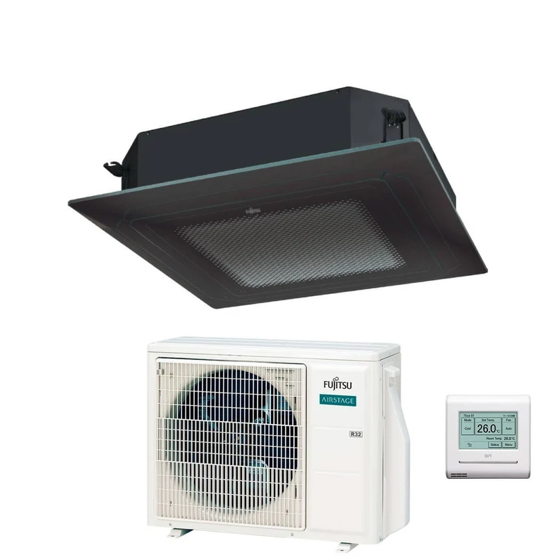 Condizionatore a Cassetta Fujitsu KR Circular Flow Black 18000 Btu AUXG18KRLB R-32 Wi-Fi Optional con Griglia e Filocomando