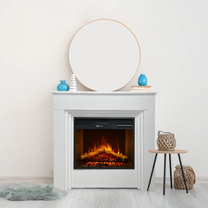 Cheminée électrique sur pied Divine Fire BELLINI en bois blanc