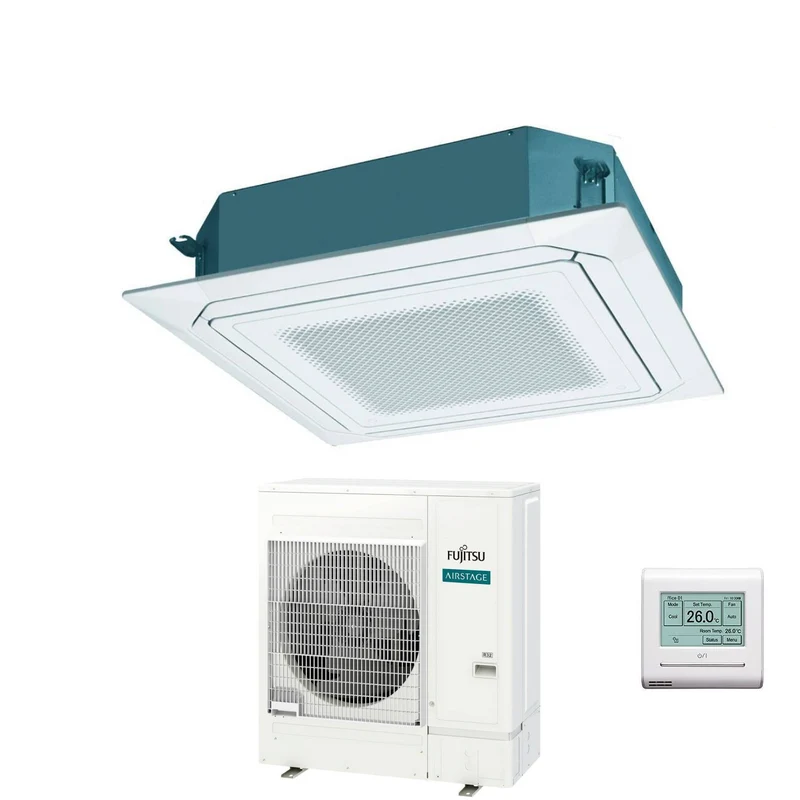 Condizionatore a Cassetta Fujitsu KR Circular Flow White 54000 Btu AUXG54KRLB Monofase R-32 Wi-Fi Optional con Griglia e Filocomando