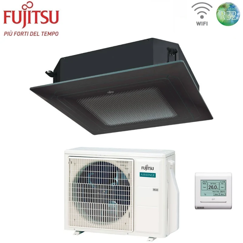 Condizionatore a Cassetta Fujitsu KR Eco Circular Flow Black 18000 Btu AUXG18KRLB R-32 Wi-Fi Optional con Griglia e Filocomando