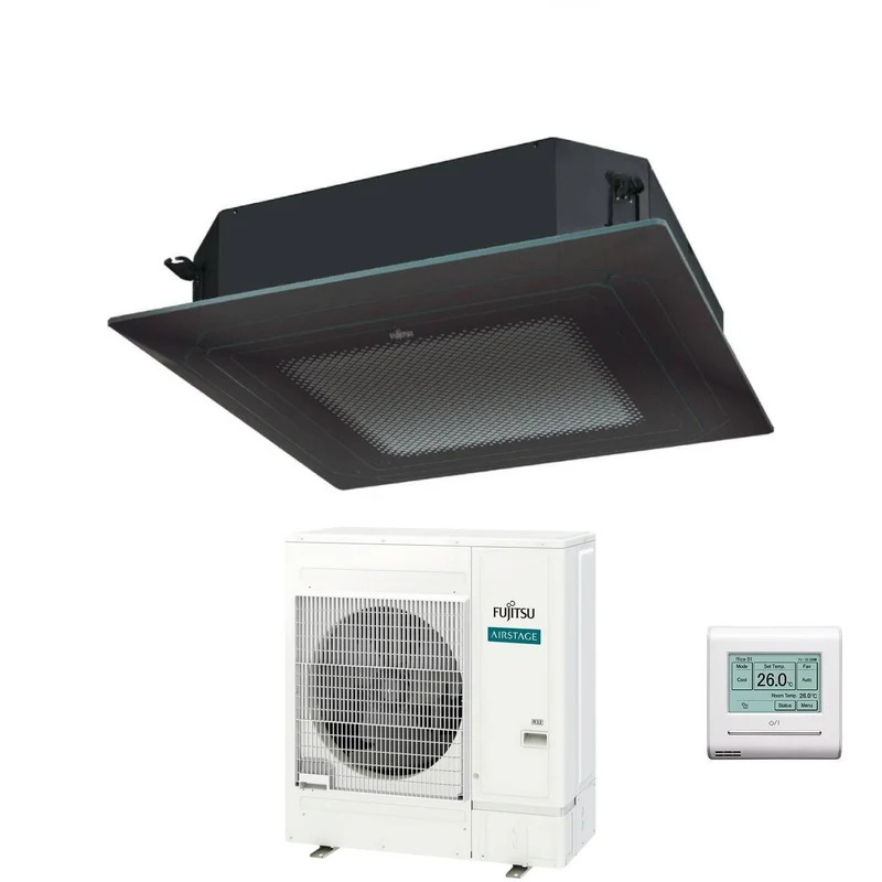 Condizionatore a Cassetta Fujitsu KR Circular Flow Black 54000 Btu AUXG54KRLB Monofase R-32 Wi-Fi Optional con Griglia e Filocomando