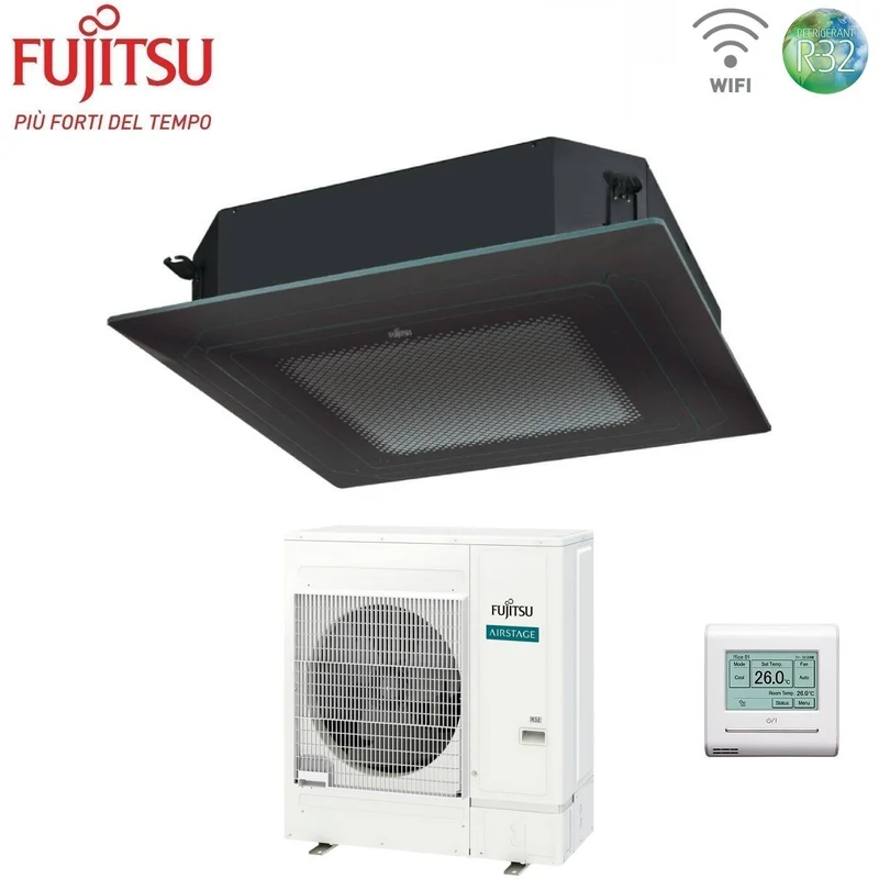 Condizionatore a Cassetta Fujitsu KR Circular Flow Black 54000 Btu AUXG54KRLB Monofase R-32 Wi-Fi Optional con Griglia e Filocomando