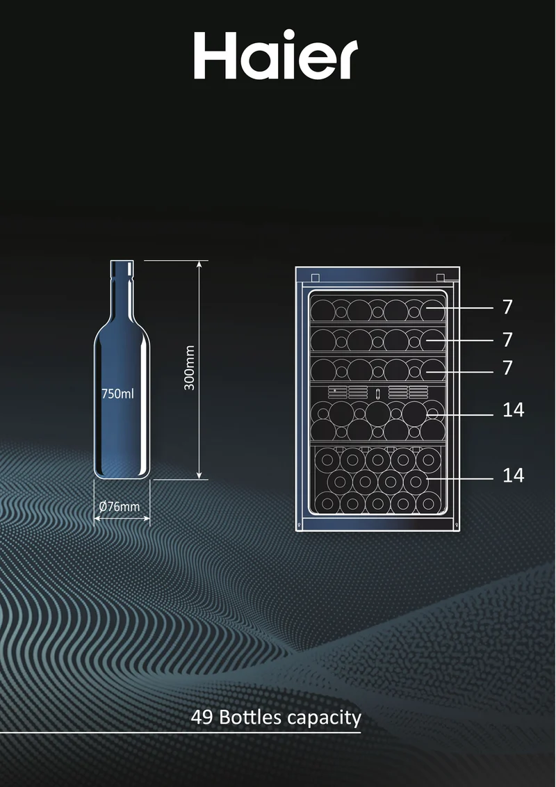 Cave à vin Haier Wine Bank Série 50 HWS49GA avec compresseur, pose libre, noire, 49 bouteilles