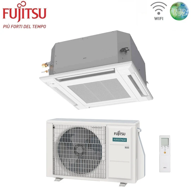 Climatiseur cassette Fujitsu KV Eco 24 000 BTU AUXG24KVLA R-32 avec Wi-Fi, grille et télécommande en option