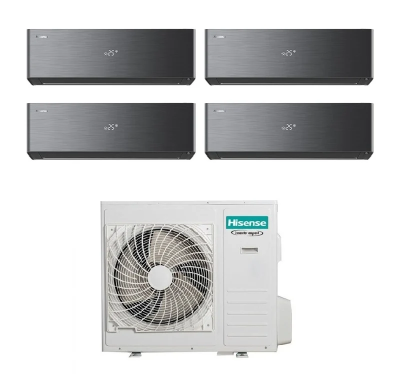 Climatiseur Hisense Quadri Split ENERGY PRO X NOIR 12+12+12+18 avec Wi-Fi intégré 5AMW105U4RQC R-32
