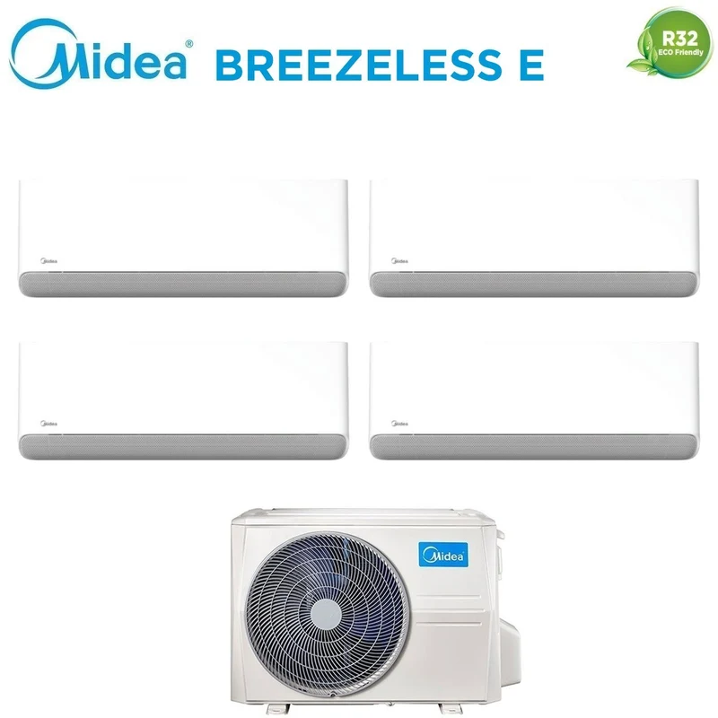 Climatiseur quadri-split Midea Breezeless E 9+9+9+9 avec Wi-Fi intégré M4OE-28HFN8-Q R-32