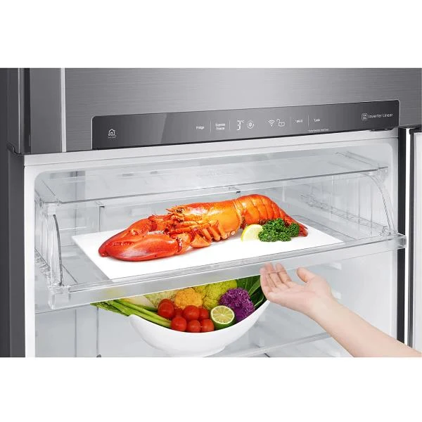 Réfrigérateur LG GTF916PZPYD 592 litres Classe E à deux portes (H 184 x L 86 x P 73 cm) Wi-Fi avec SmartThinQ en acier inoxydable