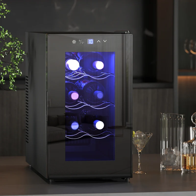 Cave à vin EasyComfort 8 bouteilles, capacité 21 L, écran tactile et clayettes réglables, noire