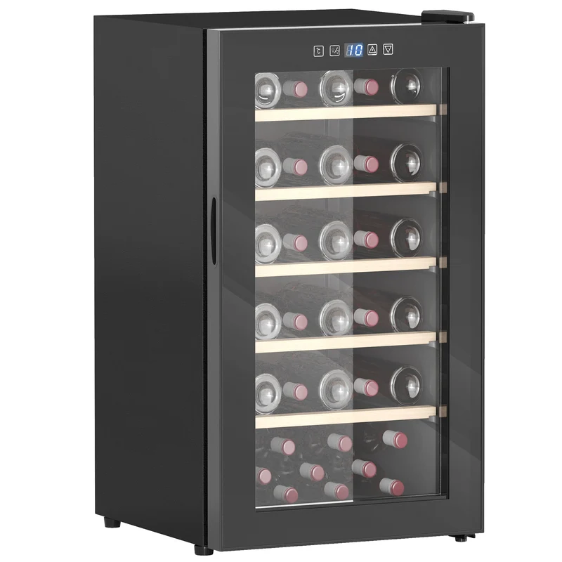 Cave à vin EasyComfort pour 41 bouteilles, capacité de 91 L, contrôle de la température et clayettes en bois, noire