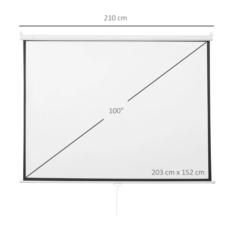 Écran de projection Easycomfort 100", format 16:9/4:3, hauteur réglable, 210 x 8,6 x 7 cm, noir et blanc