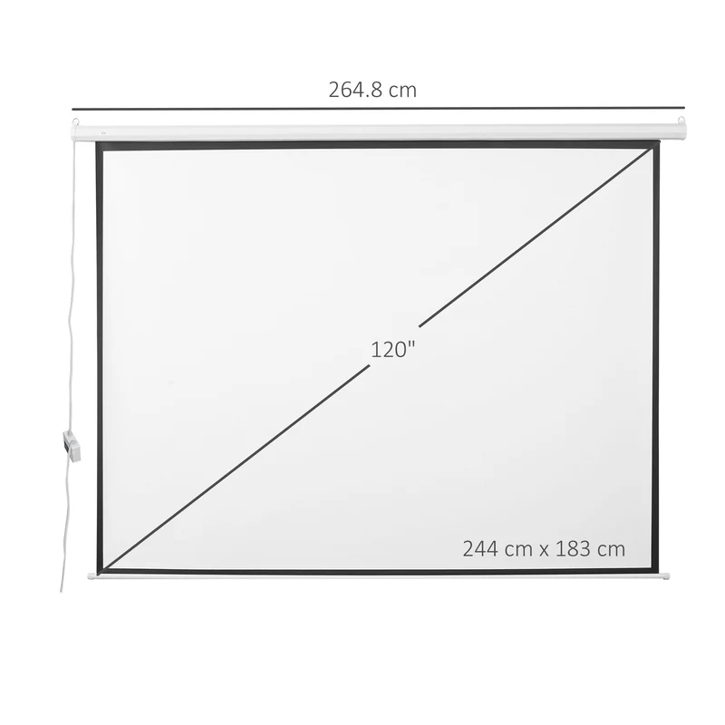 Écran de projection Easycomfort 120 pouces, format 4:3, réglable avec télécommande, écran de projection motorisé compact, 244 x 183 cm, blanc