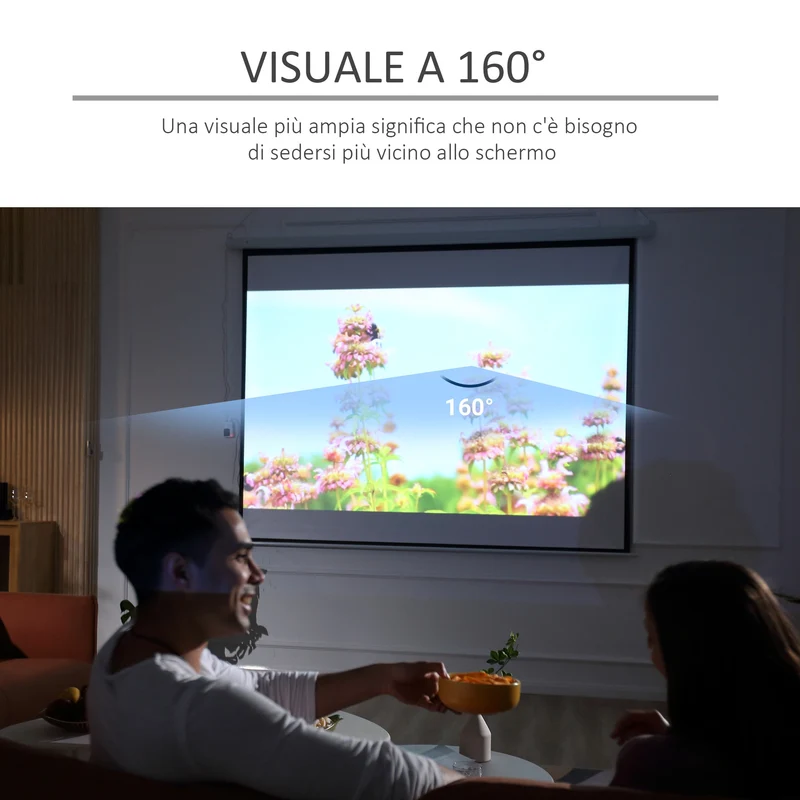 Écran de projection Easycomfort 120 pouces, format 4:3, réglable avec télécommande, écran de projection motorisé compact, 244 x 183 cm, blanc