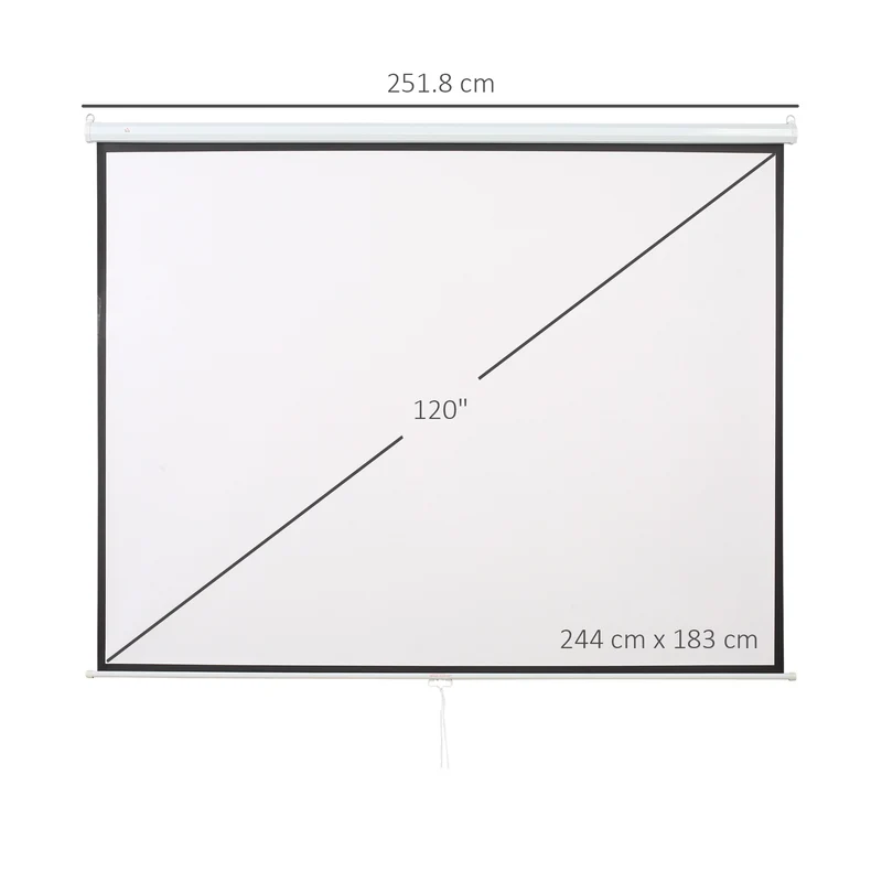 Écran de projection Easycomfort 120", format 16:9/4:3, hauteur réglable, 251,8 x 8,6 x 7 cm, noir et blanc