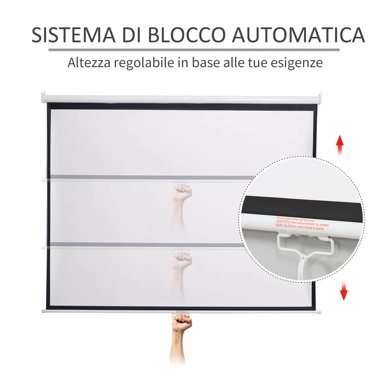 Écran de projection Easycomfort 120", format 16:9/4:3, hauteur réglable, 251,8 x 8,6 x 7 cm, noir et blanc