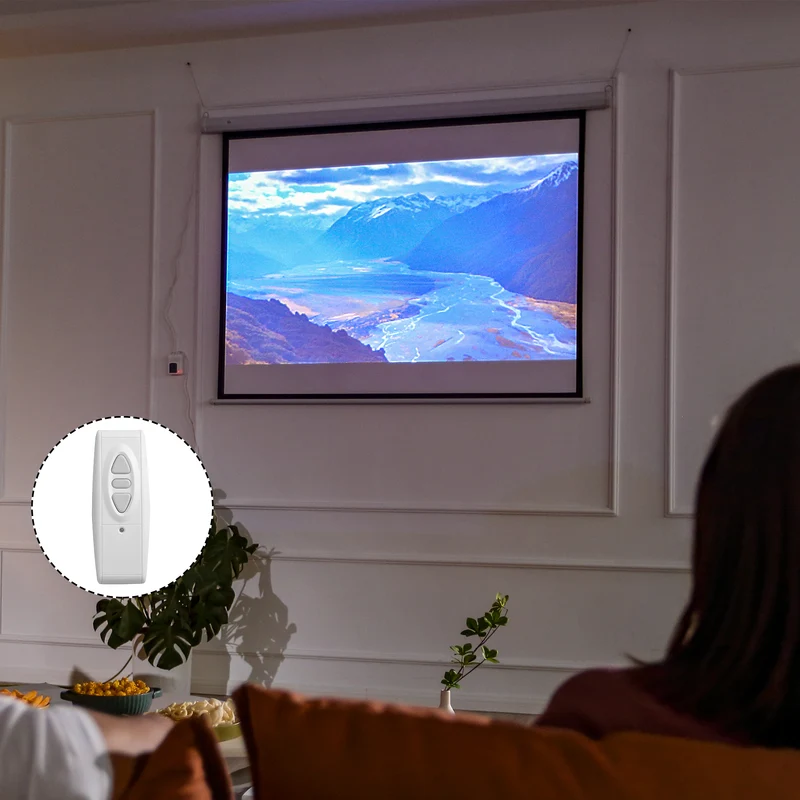 Écran de projection Easycomfort 84", format 4:3, avec télécommande, en tissu plastique et métal, 171 x 130 cm, blanc