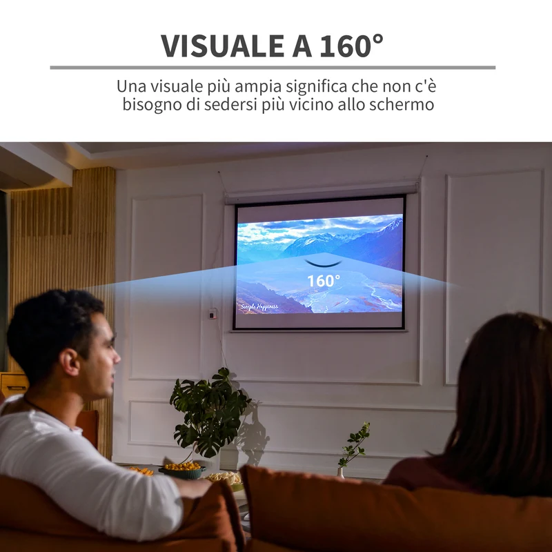 Écran de projection Easycomfort 84", format 4:3, avec télécommande, en tissu plastique et métal, 171 x 130 cm, blanc