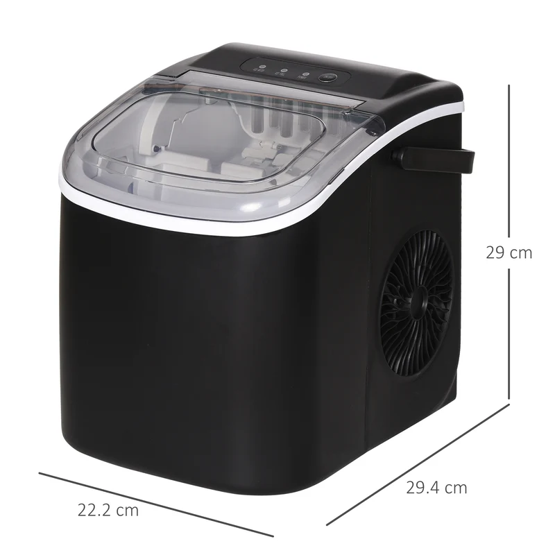 Machine à glaçons Easycomfort, 9 glaçons en 6 à 12 minutes, panier et pelle inclus, 23,8 x 30,5 x 29 cm, noire