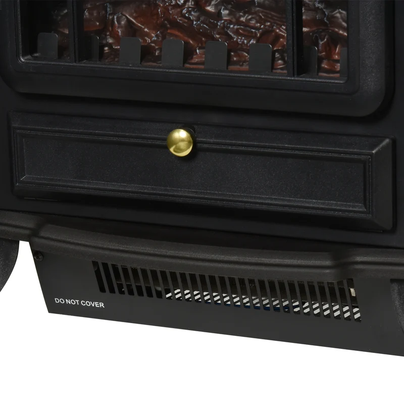 Cheminée électrique Easycomfort avec effet flamme, puissance 1000 W / 2000 W, en ABS et verre, 45 × 28 × 54 cm, noir.
