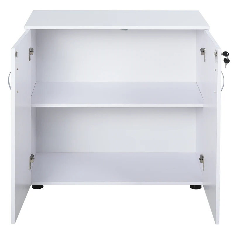 Armoire de bureau multifonction Easycomfort avec serrure, classeur à 2 portes et étagère intérieure en bois, blanche, 80 x 40 x 80 cm