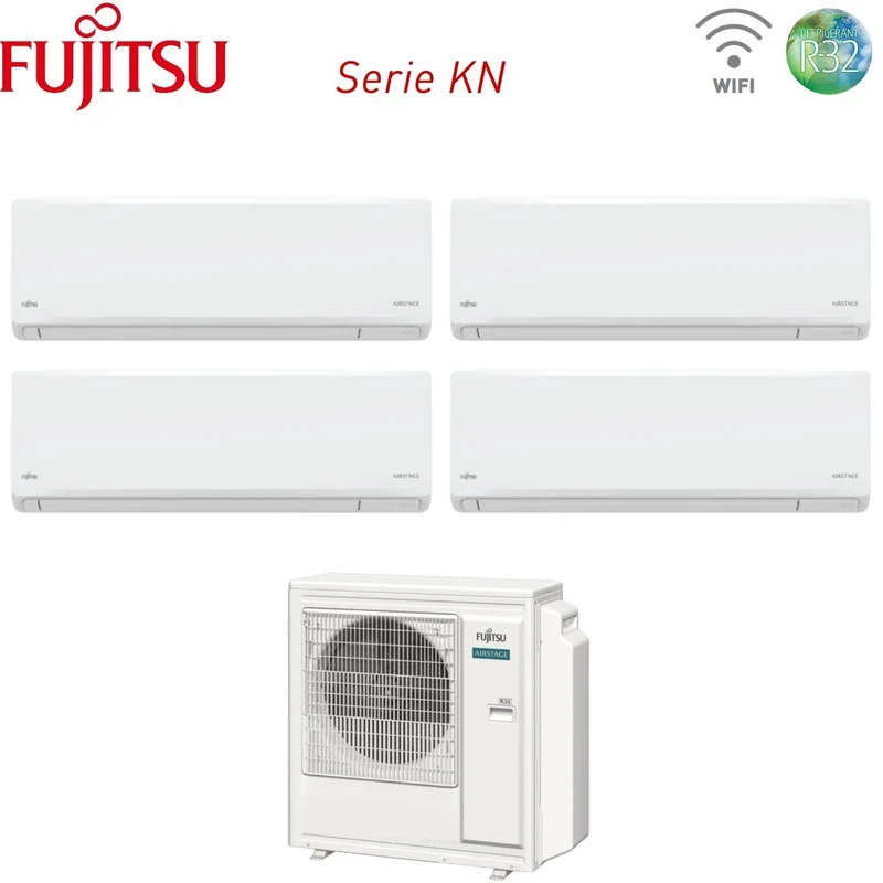 Climatiseur Fujitsu Quadri Split Inverter KN AIRSTAGE 9+9+9+9 avec Wi-Fi intégré AOEG30KBTA4 R-32